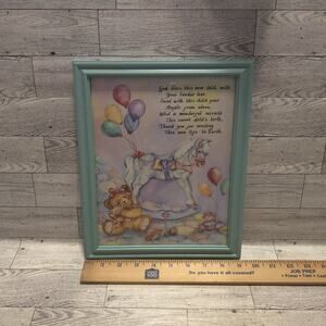 Vintage Home Interiors Ava Freeman New Baby Prayer Rocking Horse Framed Print